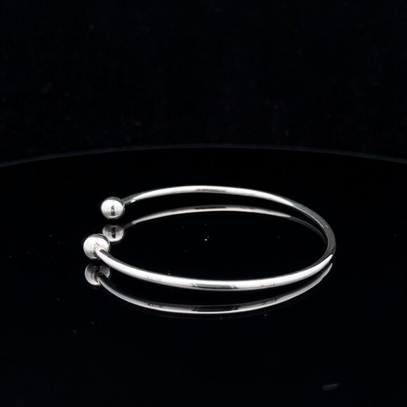 925 Sterling Silver Cuff Bangle Bracelet Size 6.25 inches Screw Ball Ends - Picture 4 of 8